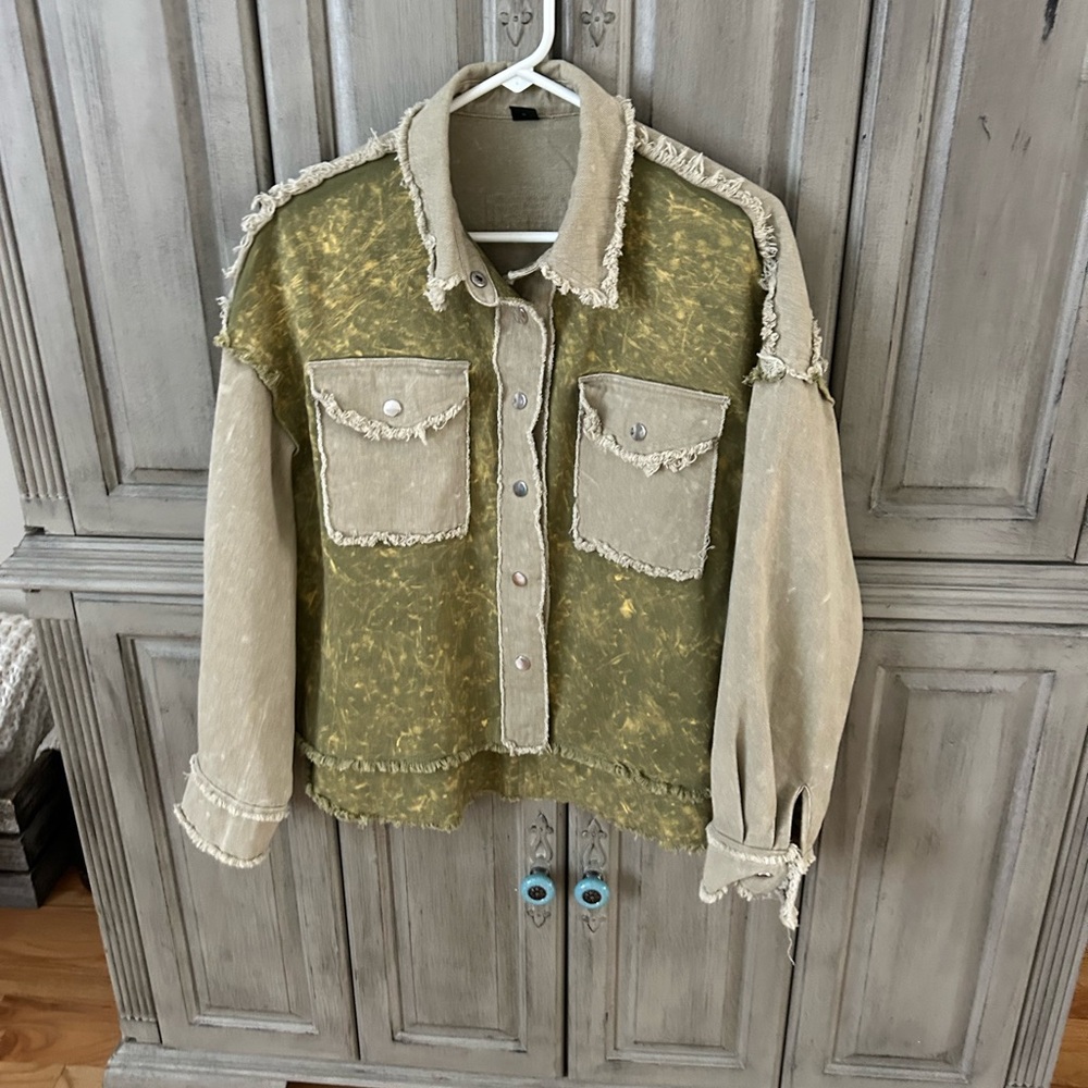Olive Green Distressed Jacket